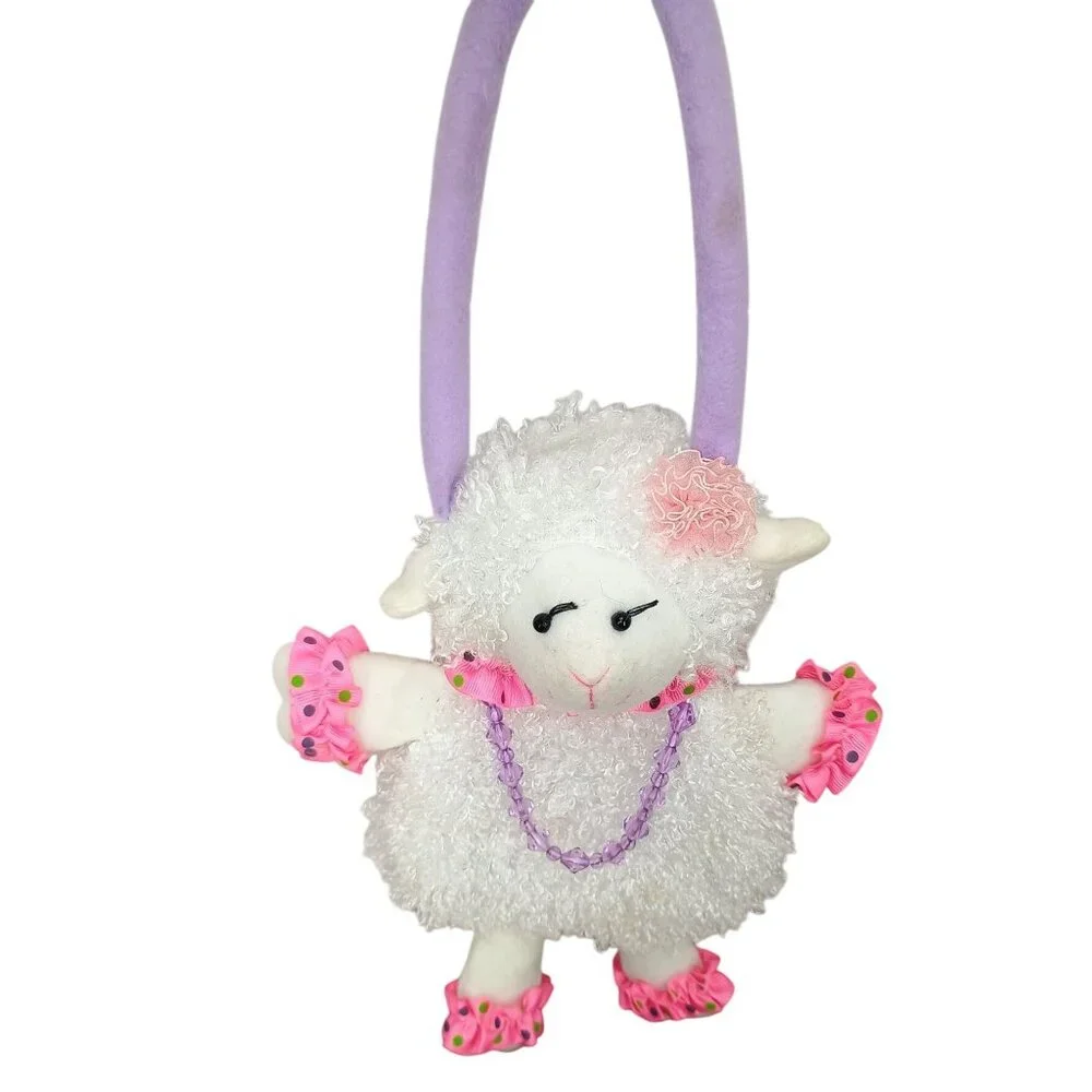 Plush Sheep Purse With Pink & Purple Accents For Kids Cute & Functional Children